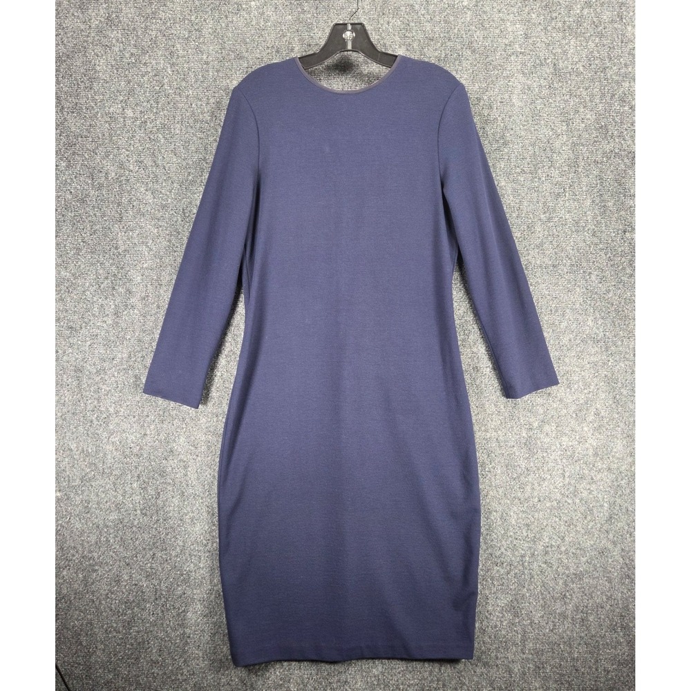 Vince Sheath Dress Womens Large Navy Blue Long Sleeve Minimalist Classic Luxury